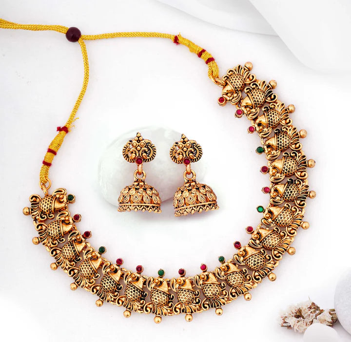 Antique Necklace with Jhumkas