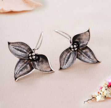 Oxidized Floral Drop Earrings