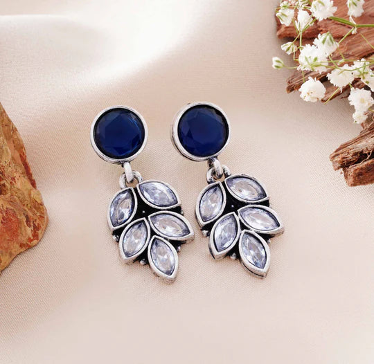 Leaf Motif Stud Dangler Earrings