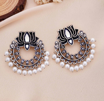 Lotus Motif Circular Earrings