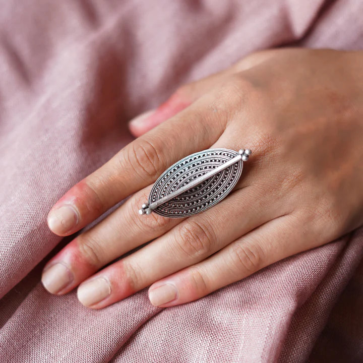Juxe Dhanya Silver Oxidised Ring